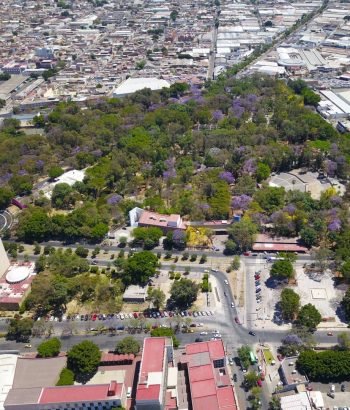 Vista aérea del parque Agua Azul en Guadalajara