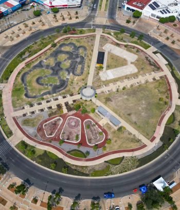 Vista aérea de la glorieta de la normal en Guadalajara